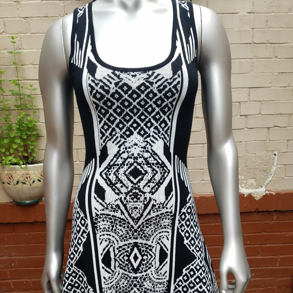 NWT Love Fire Womens B&W princess style dress
